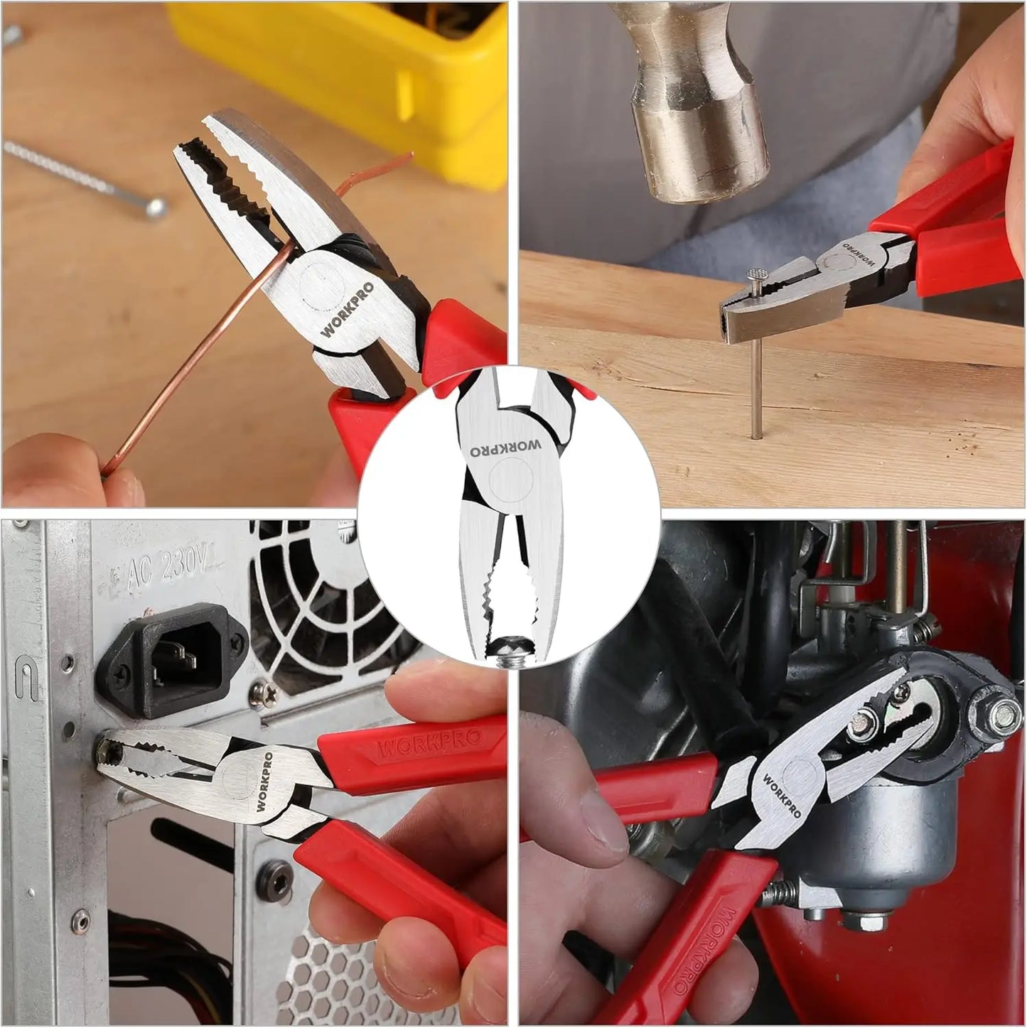 6.5" Linesman Pliers with Non-Slip Jaws, Screw Extractor Tool for Removing Damaged or Rusted Fasteners