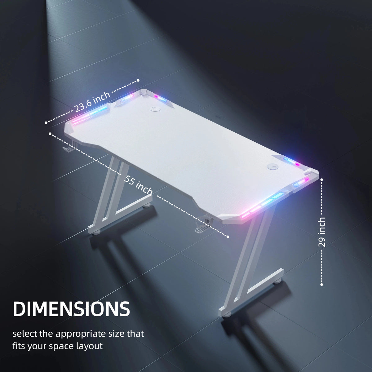 Frodrovia Ergonomic Gaming Desk With Led Lights And Cup Holder