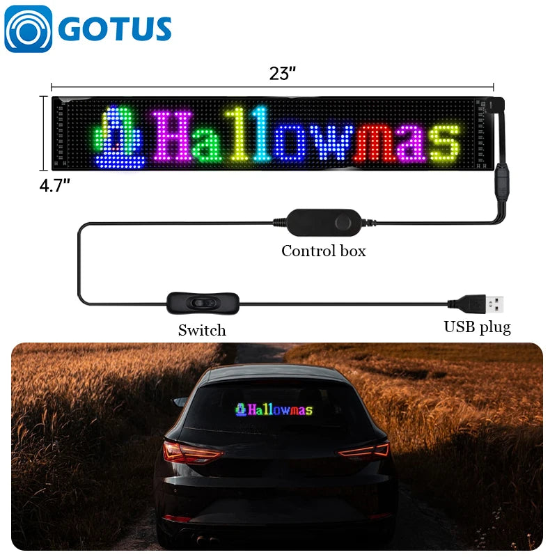 GOTUS LED Matrix Panel,Scrolling Bright Advertising LED Sign,LED Car Sign With Remote Control and Bluetooth Application Control