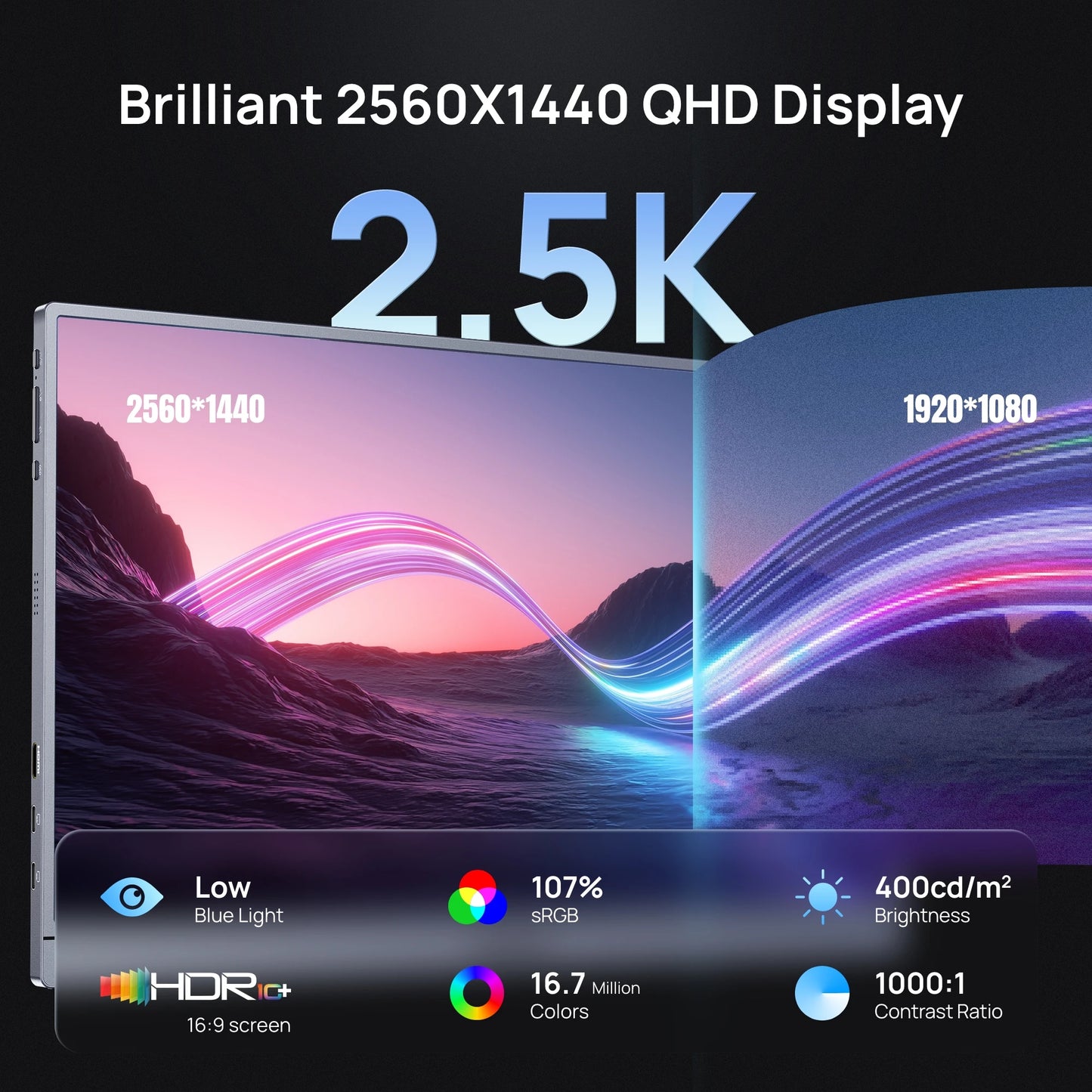 ARZOPA Portable Monitor 2.5K HDR10 IPS 180Hz for Laptop PS5
