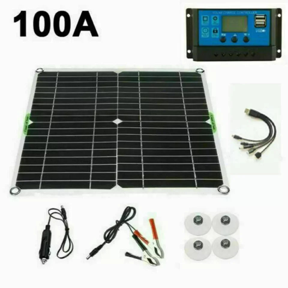 6000W Inverter and Solar Panel Kit 12V Battery Charger with 100A Controller Caravan Solar Power Generator Home 110V Grid System