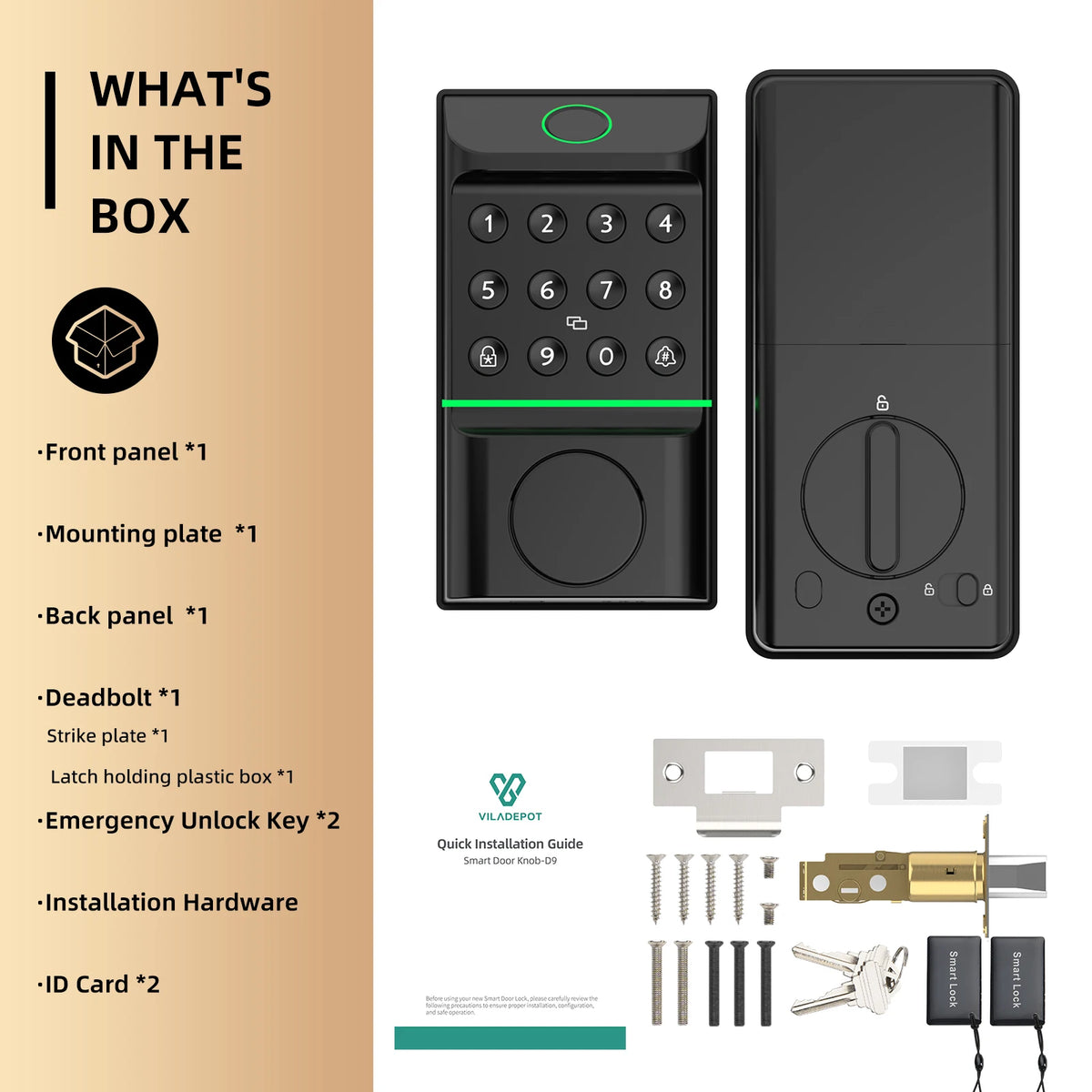 Viladepot Smart Fingerprint Keyless Entry Door Lock With Bluetooth App