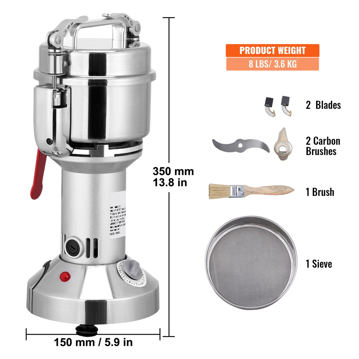 SucceBuy Electric Commercial Grain Mill Grinder For Spices And Herbs