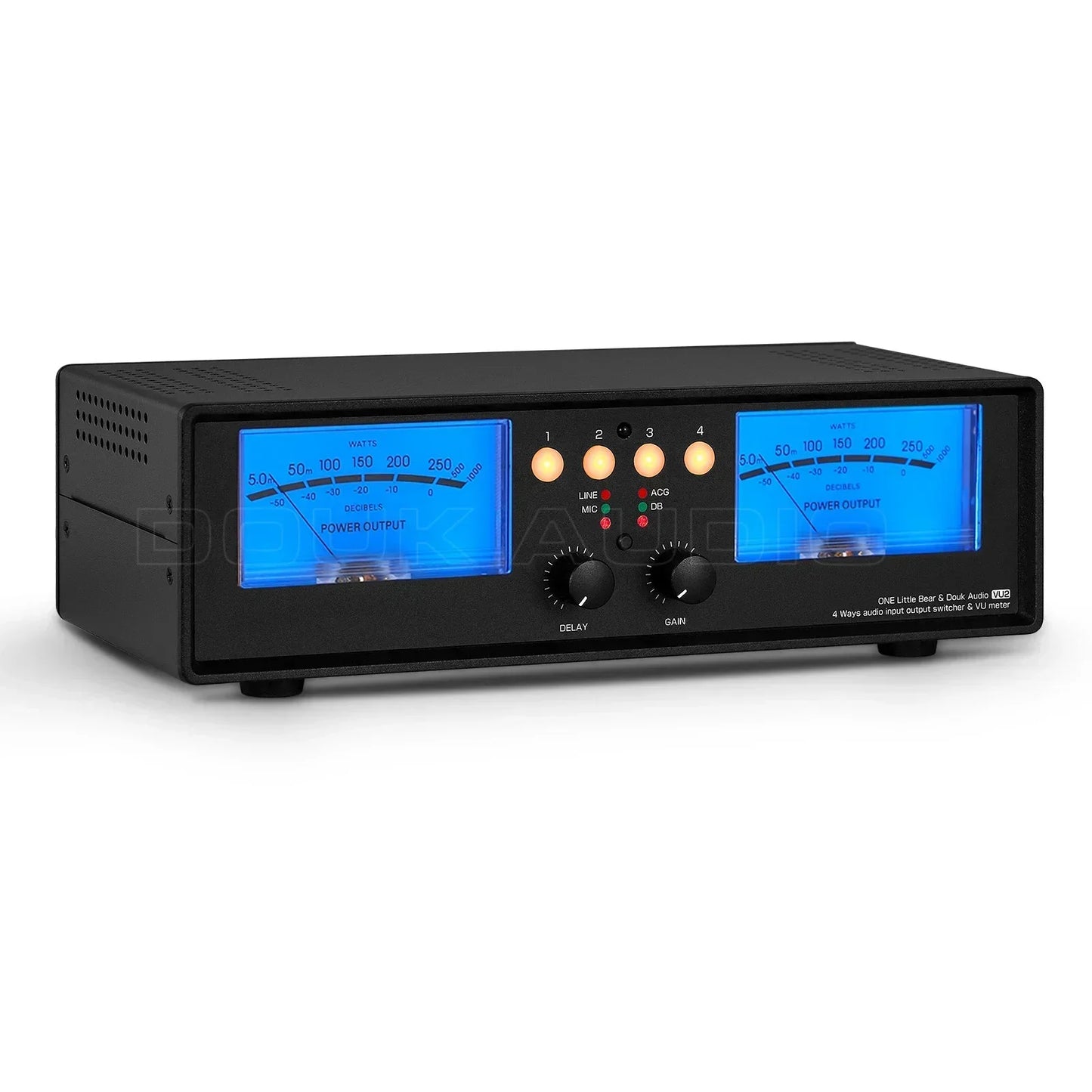 Nobsound MIC+LINE Analog Dual VU Meter Sound Level DB Panel Display 4-way Audio Splitter Switcher Box Music Spectrum Visualizer