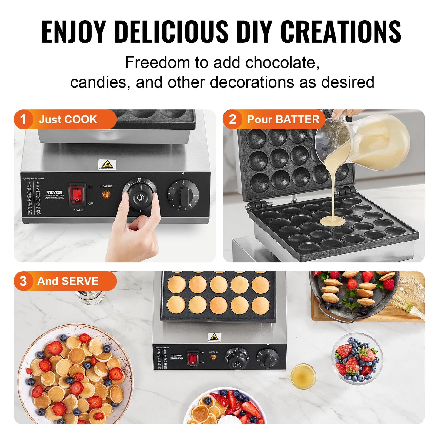 SucceBuy Electric Waffle Maker 25-Piece Mini Pancake Dorayaki Baker