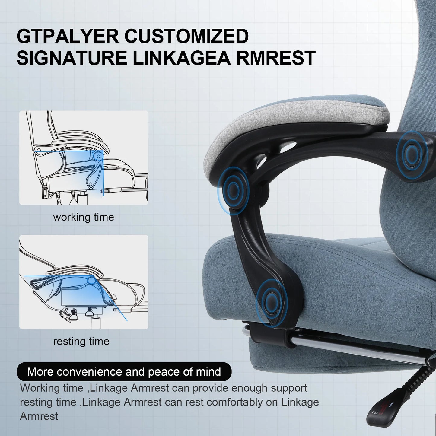 GTPLAYER Ergonomic Gaming Chair With Footrest And Lumbar Support