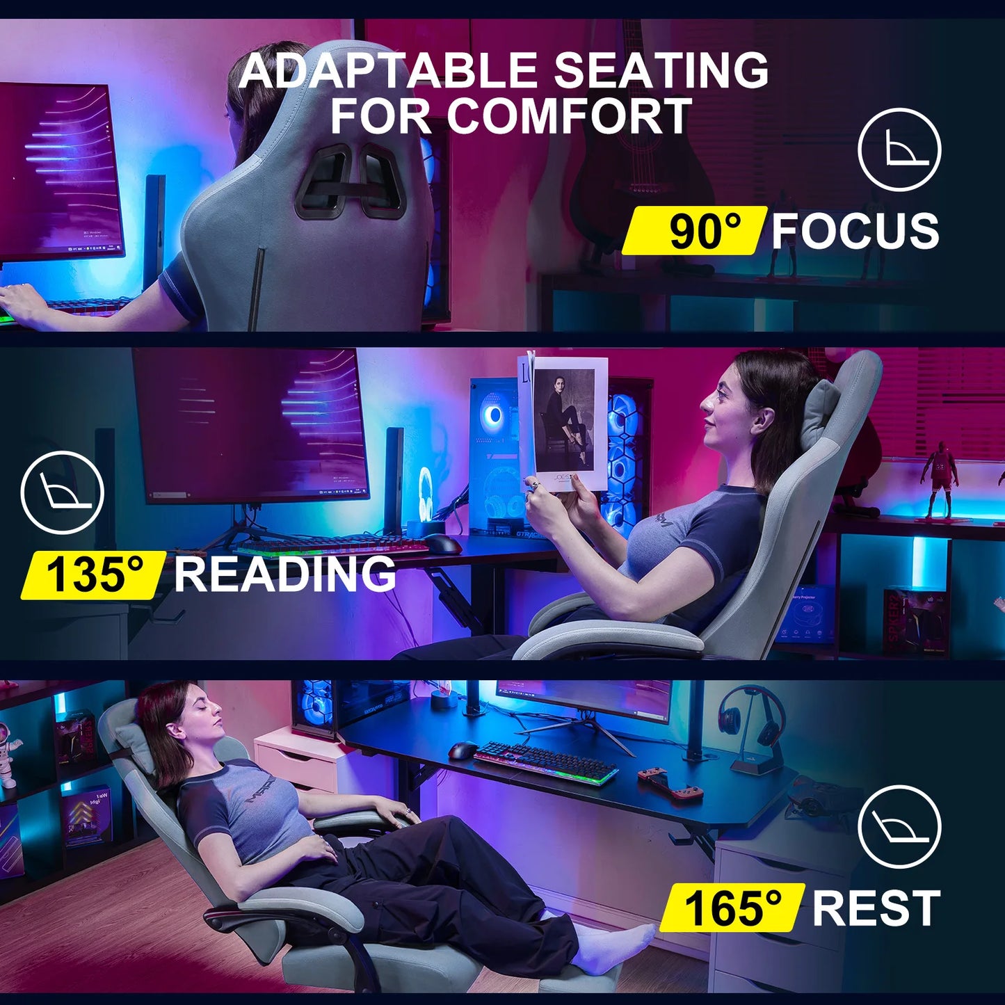 GTPLAYER Ergonomic Gaming Chair With Footrest And Lumbar Support