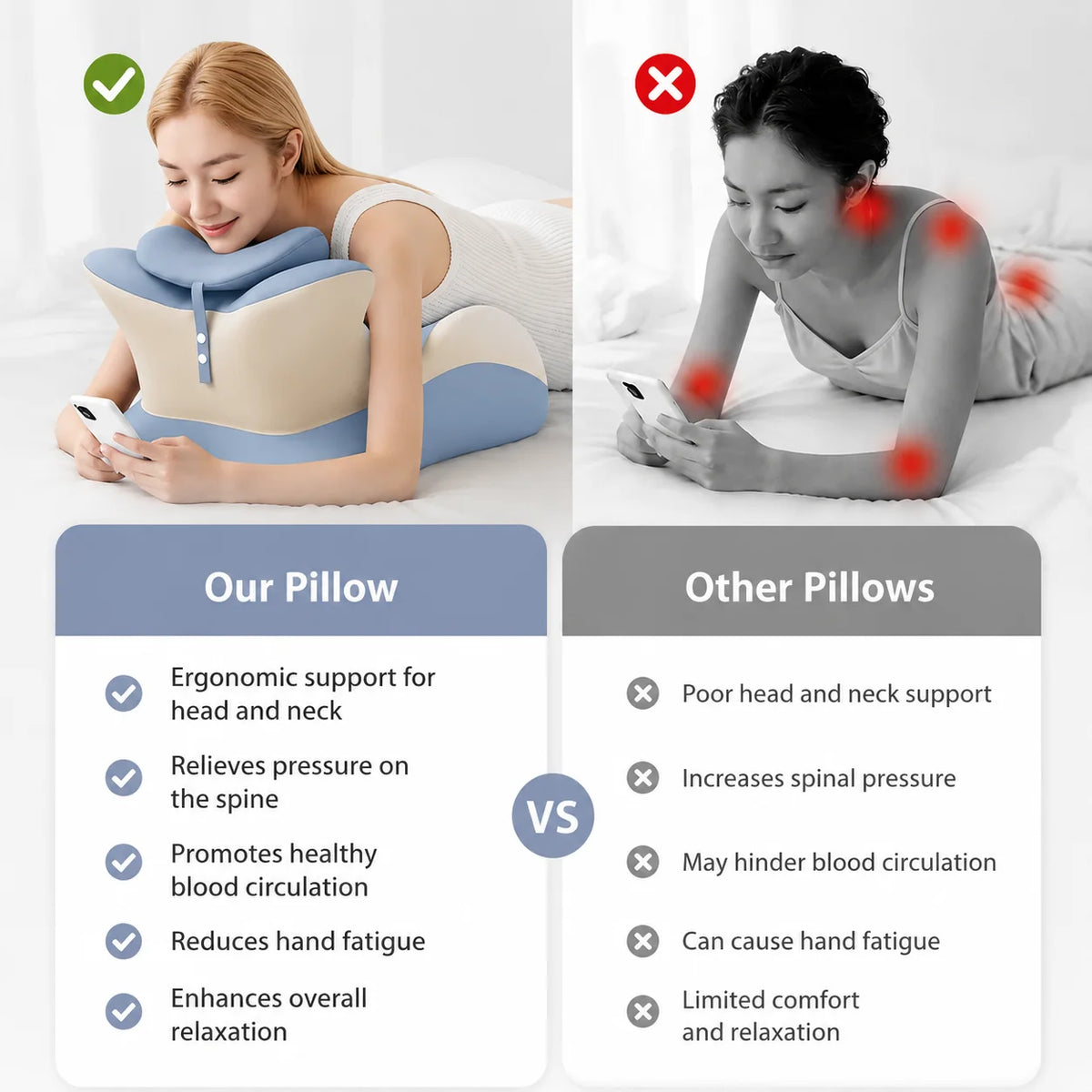 Ergonomic Multifunctional Memory Foam Reading Pillow
