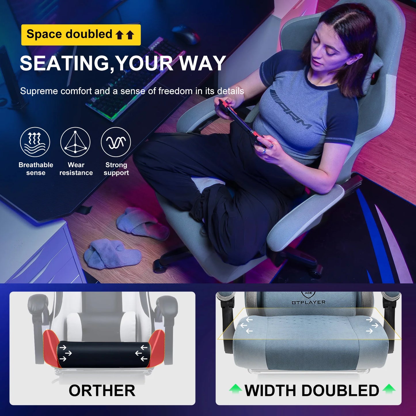 GTPLAYER Ergonomic Gaming Chair With Footrest And Lumbar Support