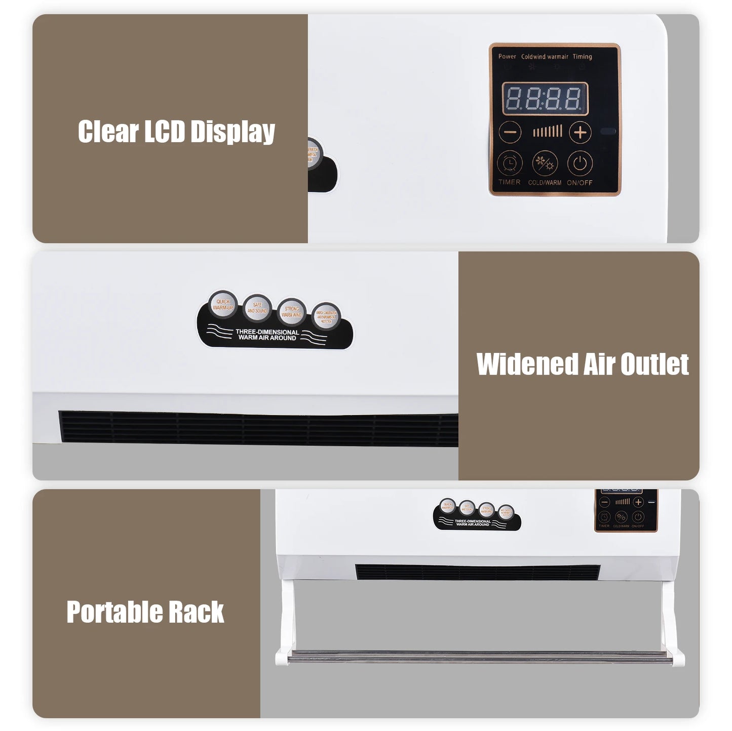 【Sale】Heater and Fan Combo 1800W 2-in-1 Timing Function Dual Use Wall Mounted Electric Fan and Space Heater with Remote Control