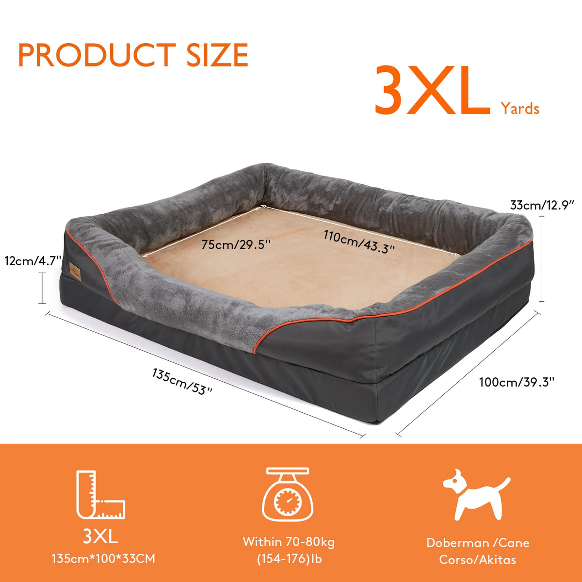 Bingopaw Large Soft Anti Allergy Fleece Dog Bed With Washable Cover