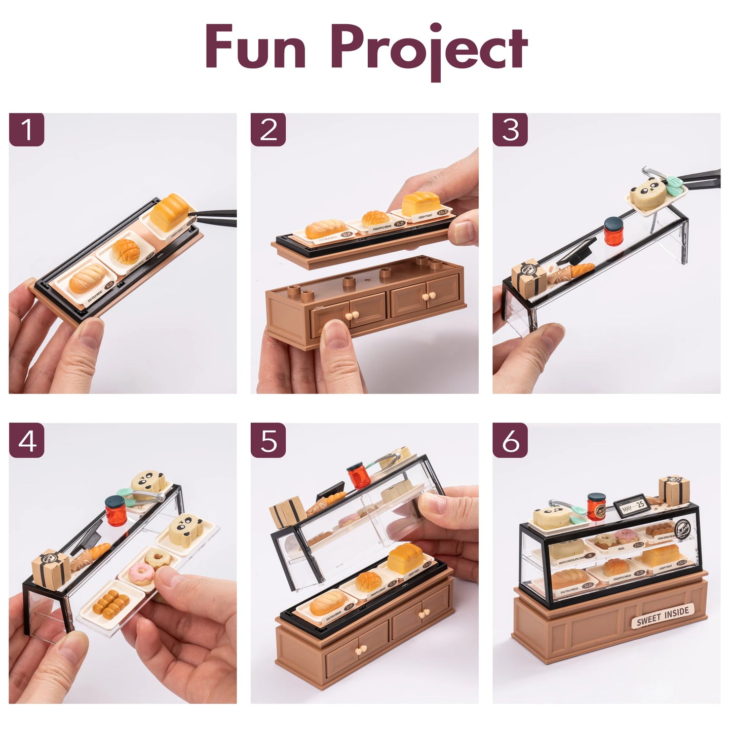 Rolife DIY Miniature House Kit Golden Wheat Bakery Super Creator Dollhouse 3D Puzzle Model Building Kit with LED for Home Decor