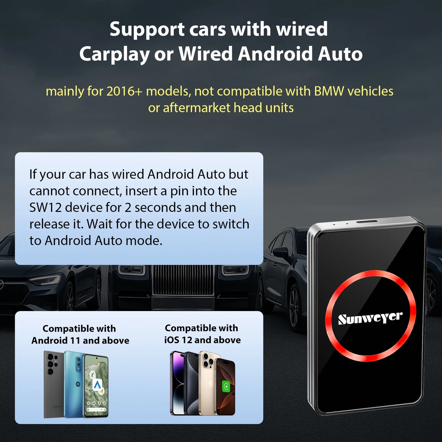 Wireless CarPlay Adapter – Android Auto AI Box with Netflix, YouTube, Hulu, App Installation, Dual-Band WiFi 6, Bluetooth, HDMI