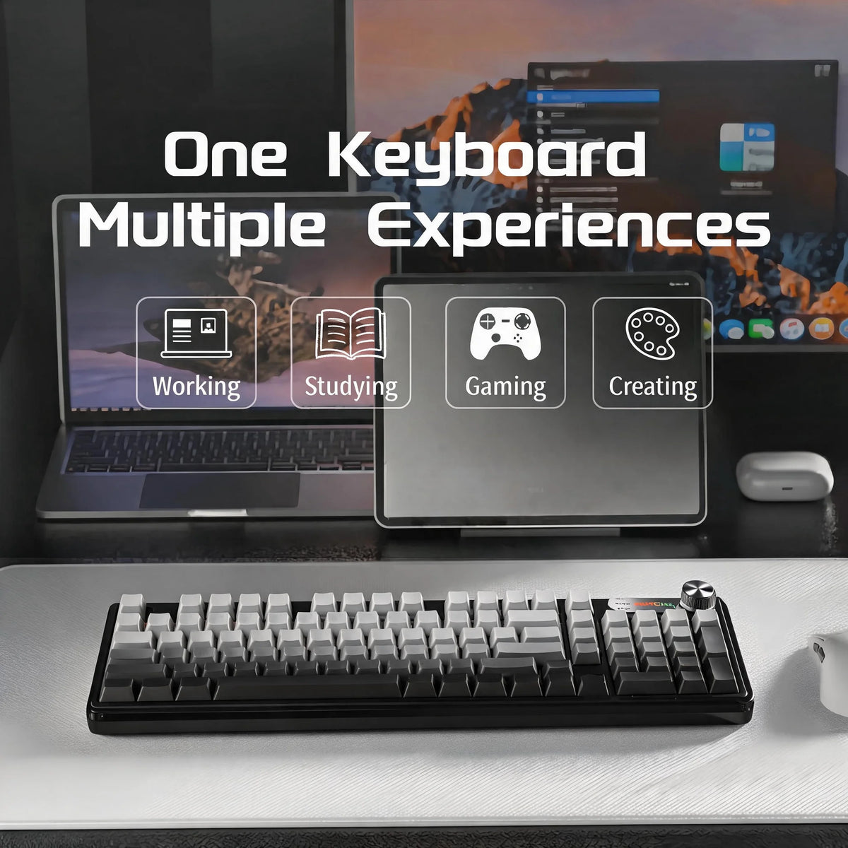 Tri Mode Wireless Membrane Keyboard With Bluetooth USB C Connectivity