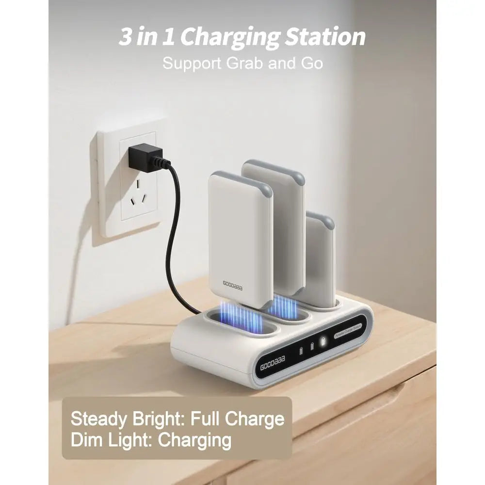 Compact 3-Unit 10000mAh Power Bank with Built-In Cables, Triple USB Outputs, DIY Sticker Set for Mobile Devices and More