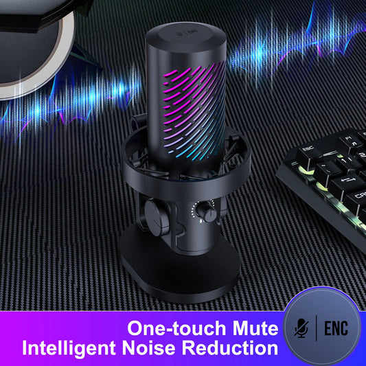 Tenlamp New  RGB USB Streaming Microphone ,Professionl Computer Condenser Mic For PC Mac Recording YouTube Podcasting Gaming Laptop Desktop