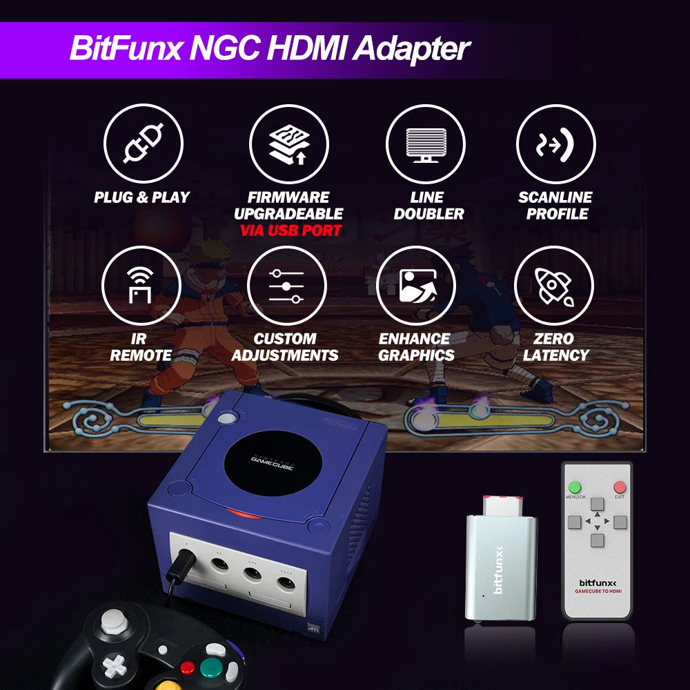 BitFunx GameCube HDMI Converter Adapter With SD Card Reader