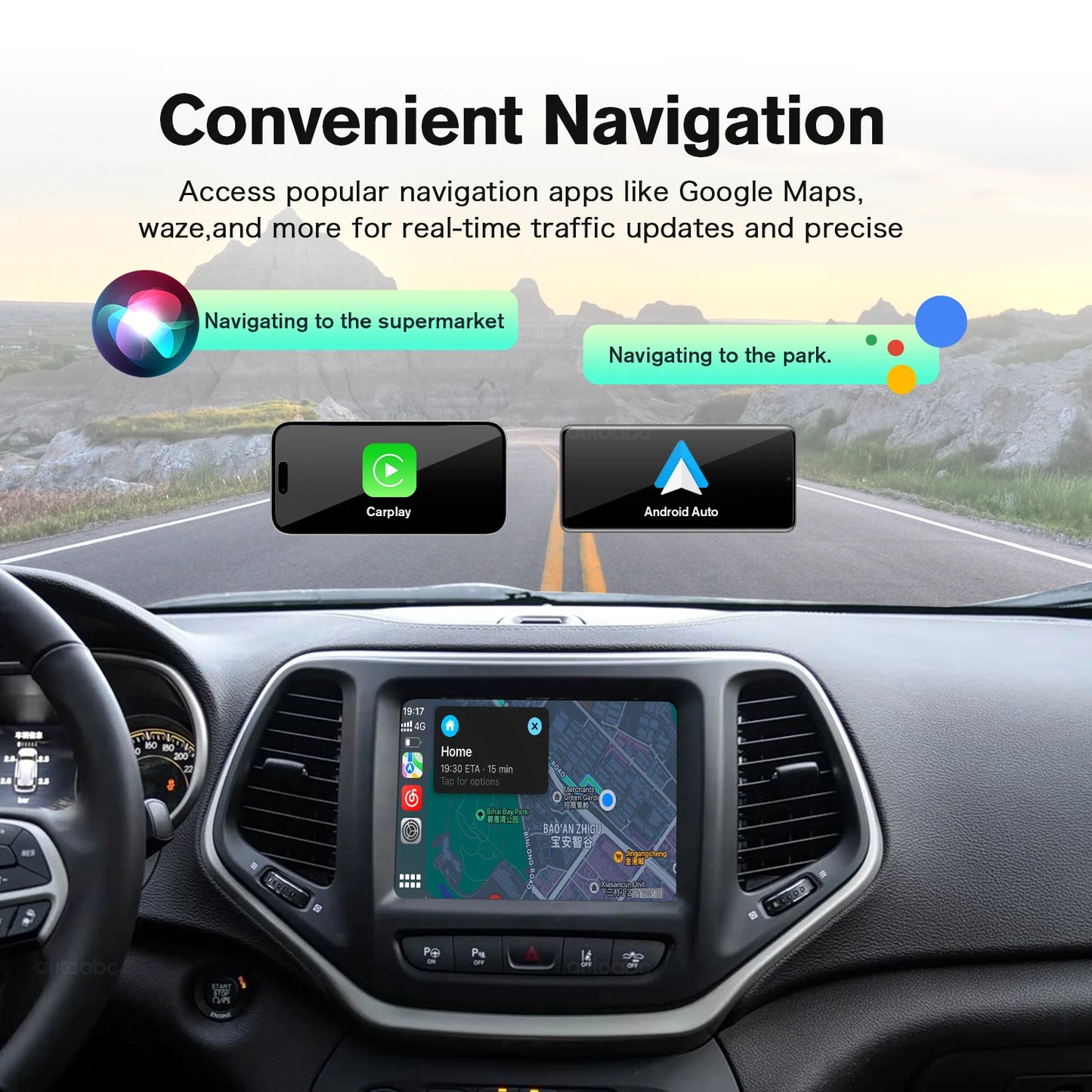 Wireless CarPlay Android Auto For Dodge Challenger Chrysler 300C Jeep 2014-2019 OEM Car Interface Upgrade MuItimedia Decoder Box