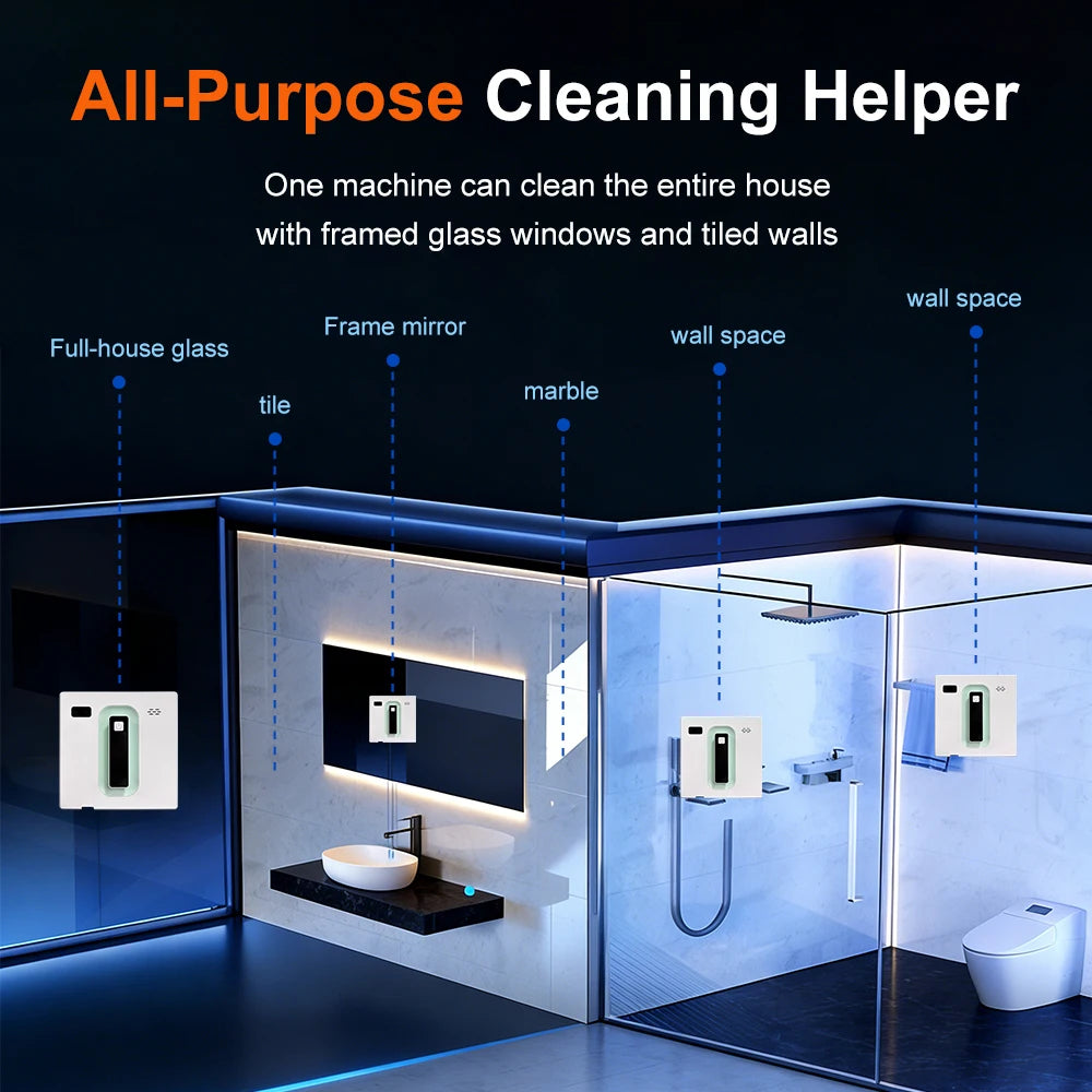 PuRuiKai Robot Electric Automatic Window Cleaning Robotic , With APP/Remote Control,With Voice Broadcast Two-way Automatic Spray