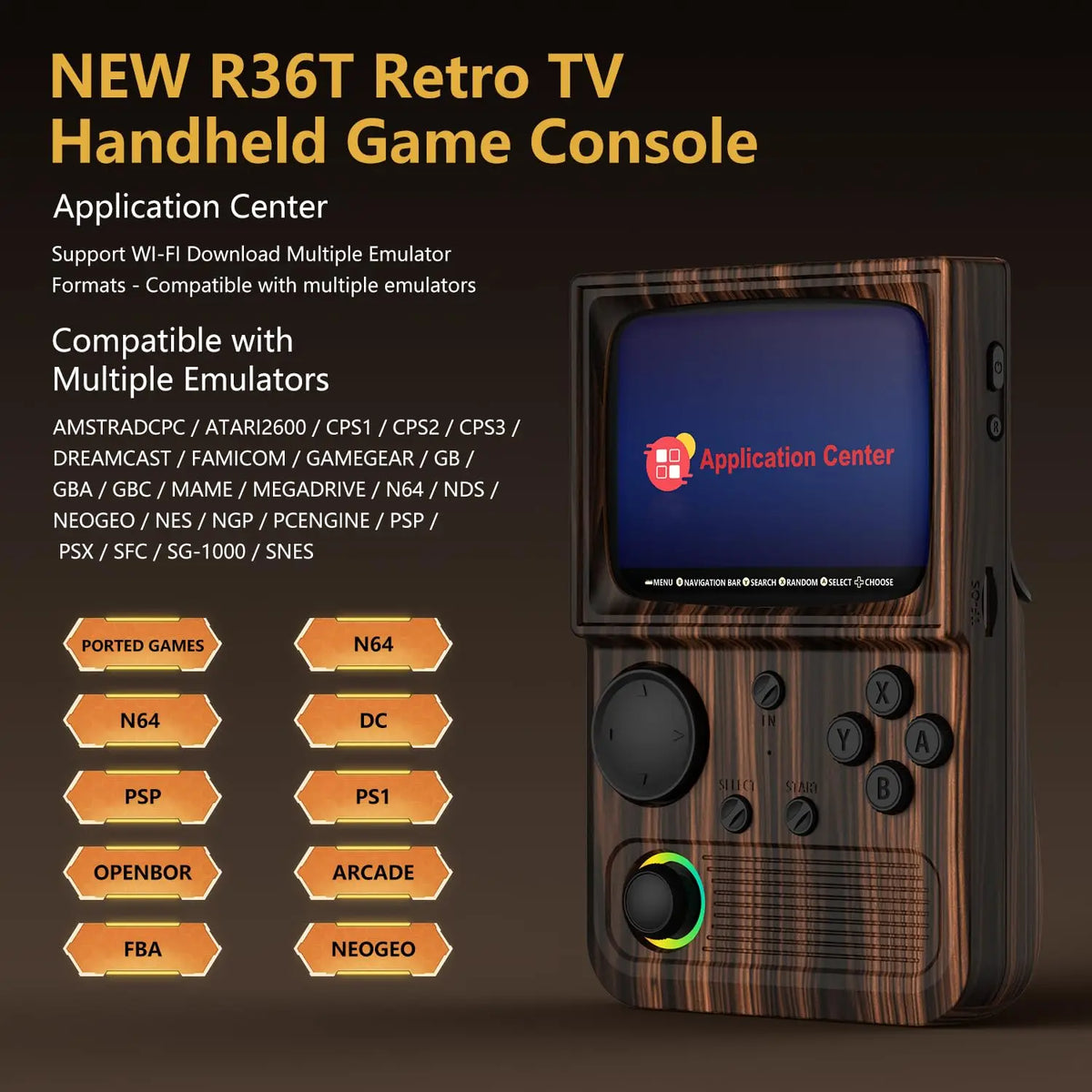 AISLPC R36T Retro Handheld Game Console, Curved Retro TV Shape, 64G 18000+ Games, Support Wifi Multiplayer, Ship from US, Gift for Kids