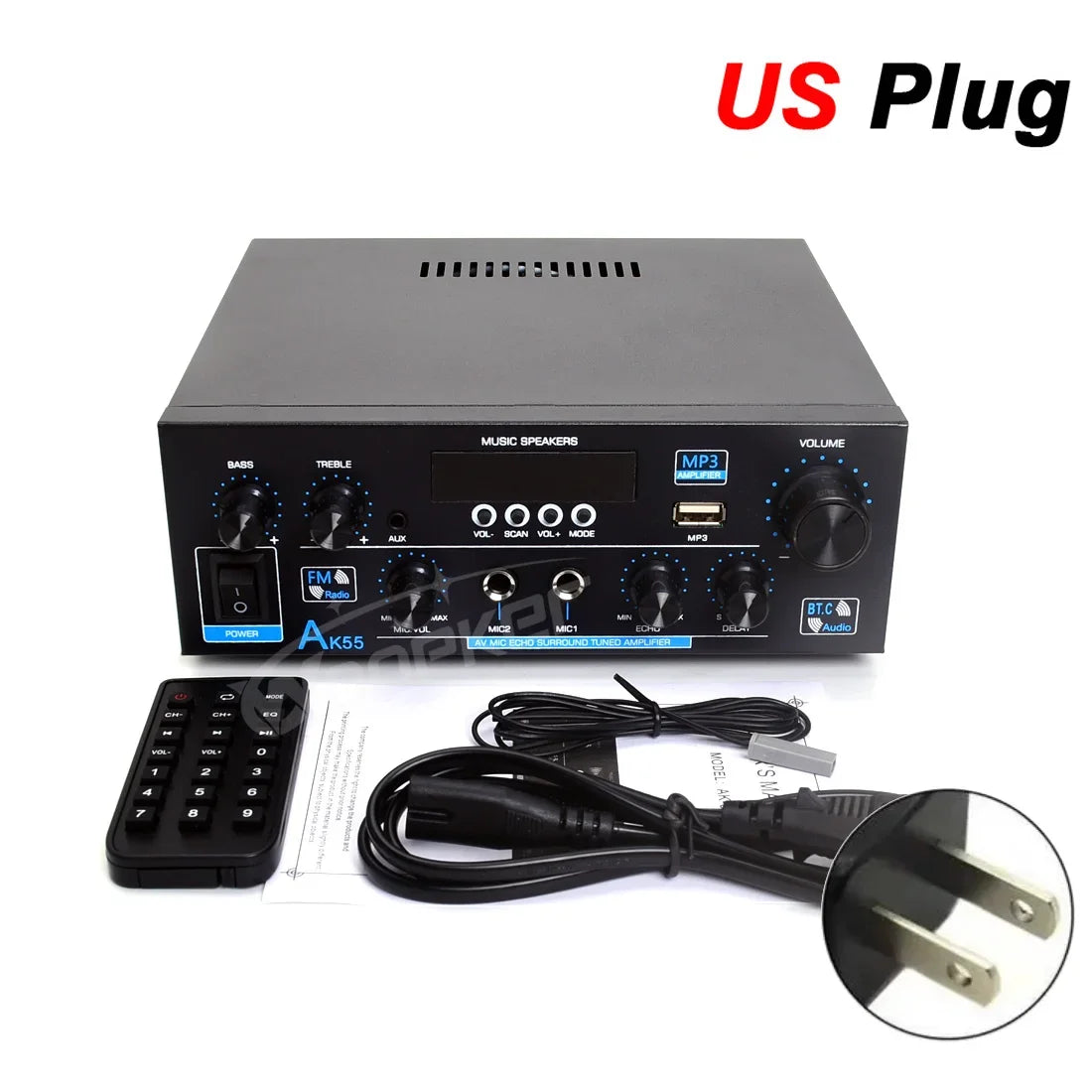 Woopker AK55/AK45 Pro/AK45/AK35 Sound Amplifier Bluetooth Digital Amplifier for Home Car Karaoke 2 Channel HiFi Audio Amp FM USB