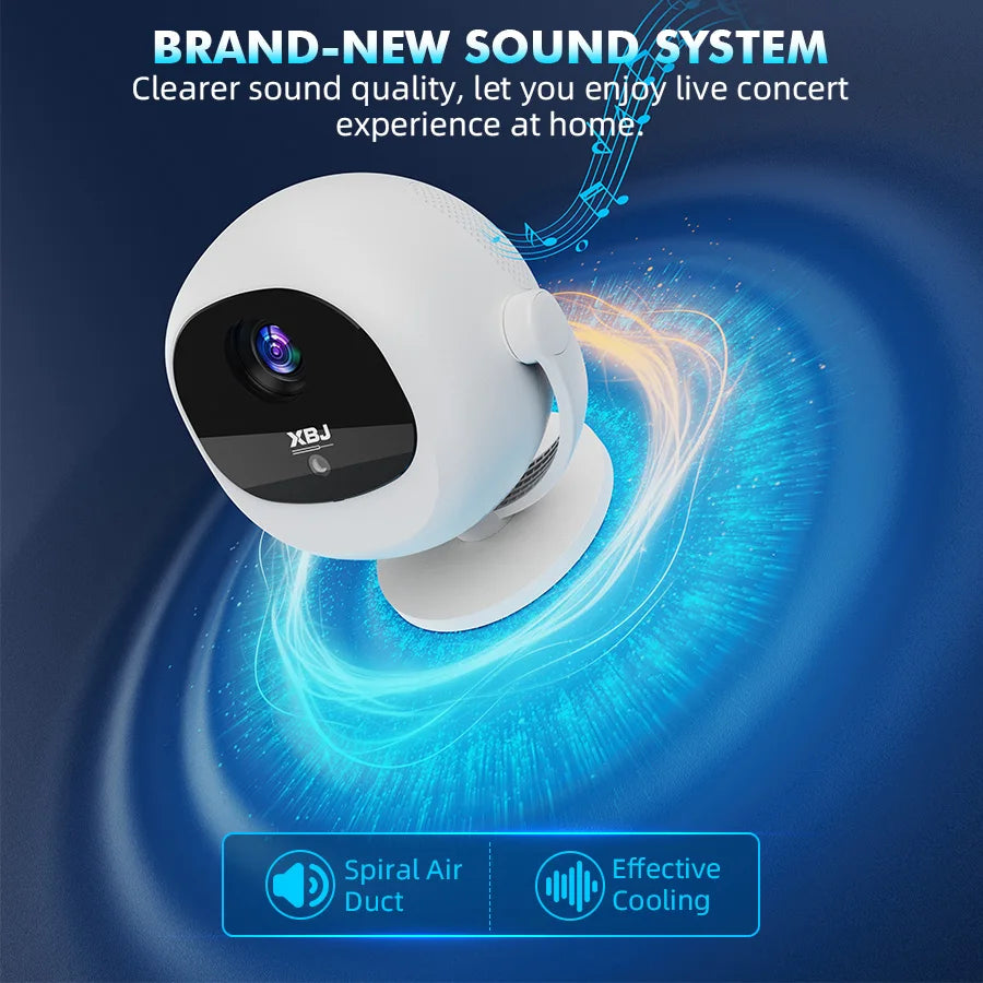 XBJ Smart Touch Screen Portable Projector Support 4K Wifi 6 Bluetooth Auto Focus Compatible with Phone/ TVStick/pc/IndoorOutdoor