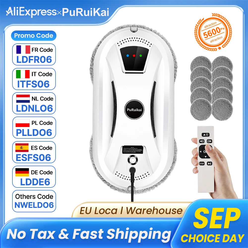 PuRuiKai Ultra Thin Robot Vacuum Cleaner Window Cleaning Robot Window Electric Glass Limpiacristales Remote Control For Home