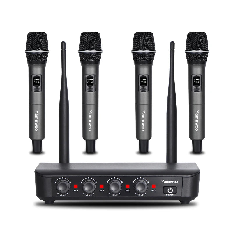 NXG 4-Channel UHF Wireless Microphone System With Four Handheld Microphones
