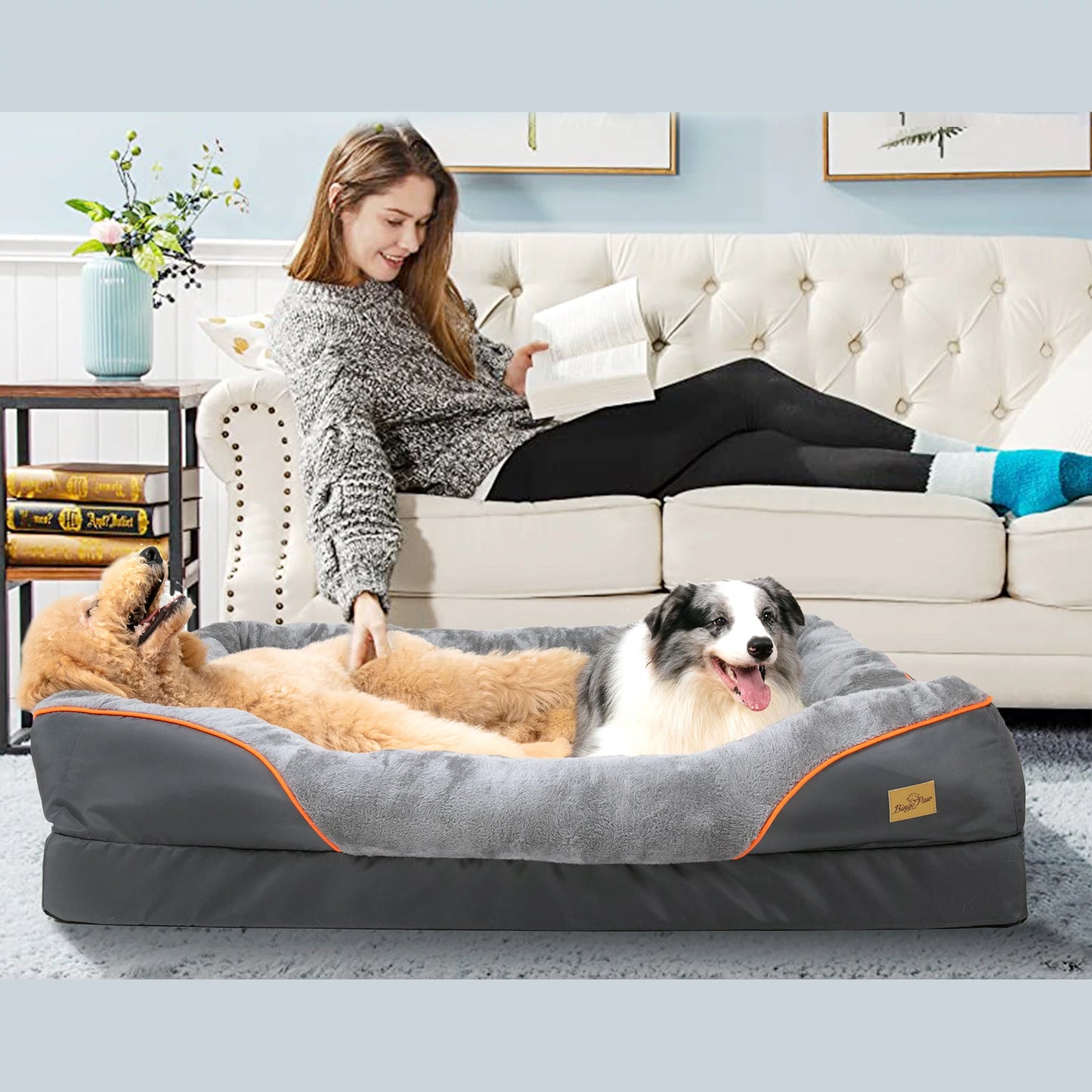 Bingopaw Large Soft Anti Allergy Fleece Dog Bed With Washable Cover