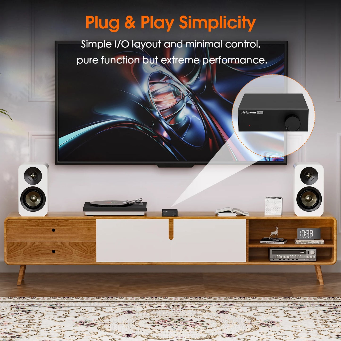 Nobsound NS-06G HiFi TPA3116 Digital Amplifier Home Desk Power Amp 60W×2 with Power Adapter