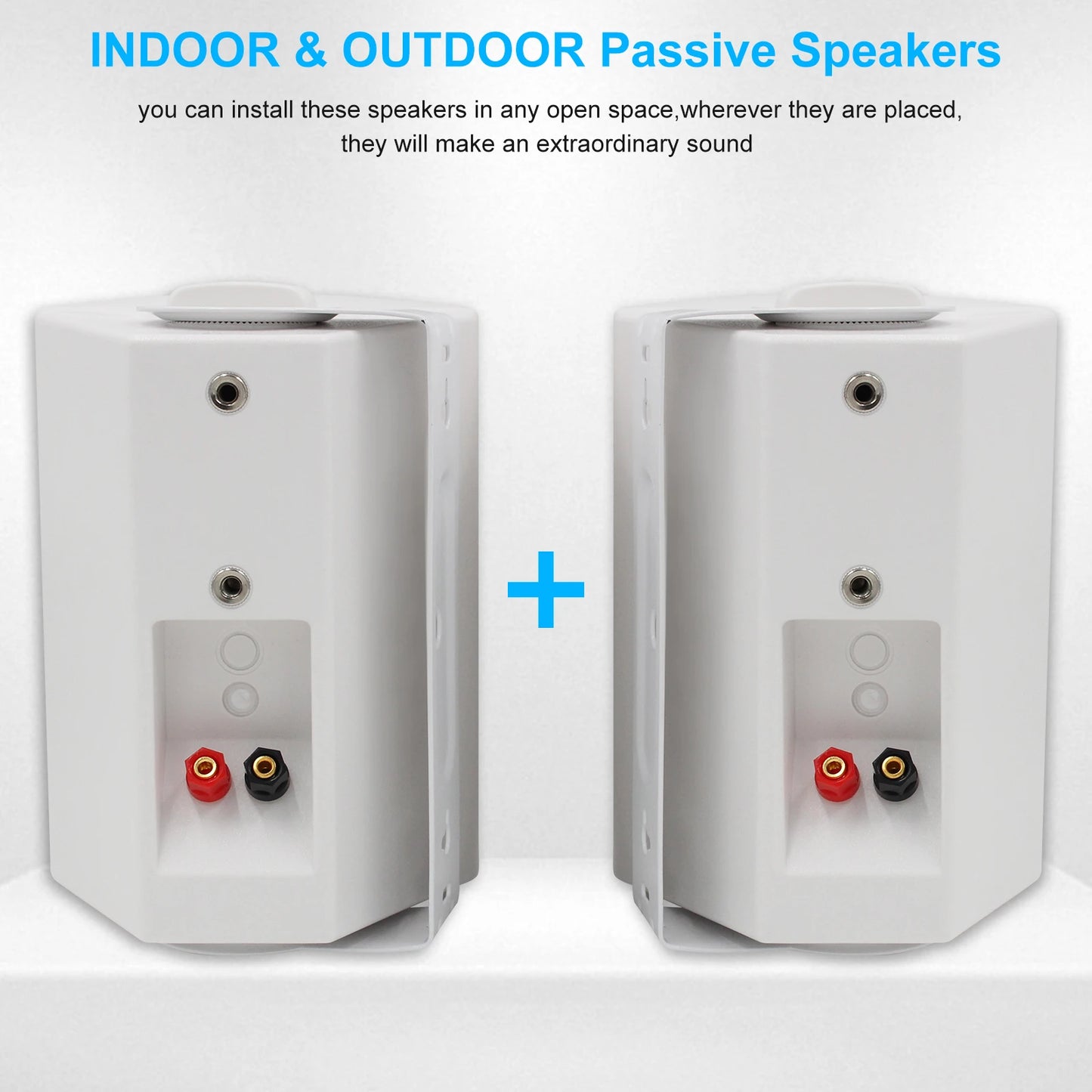 Herdio 2PCS Outdoor Wall Mount Speakers 300 Watts 5.25'' Passive Outdoor Speaker HD Digital Stereo Effect Waterproof For Patio