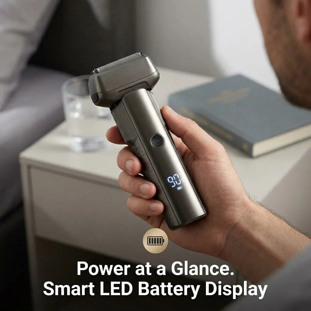 Electric Shaver for Men with 5 Precision Blades, Professional Foil Shaver with LED Power Display, IPX6 Waterproof Wet & Dry Cordless Rechargeable Razor, Portable Ergonomic Grooming Kit for Travel