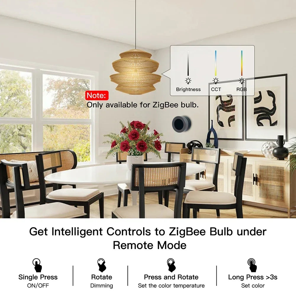 MOES Tuya ZigBee Smart Knob Switch Wireless Rotary Dimmer Scene Button Controller Battery Powered Home Automation Smart Life