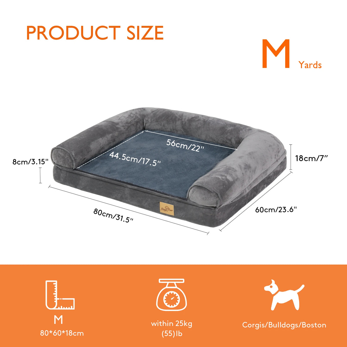 Bingopaw Orthopedic Dog Bed With Removable Washable Cover