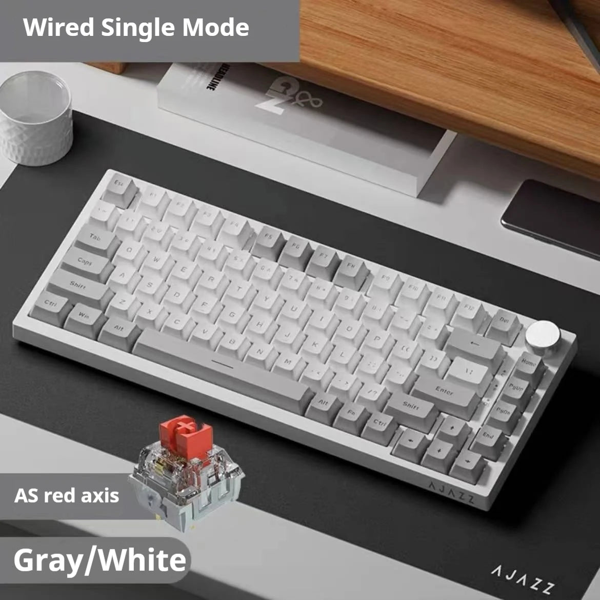 AJAZZ AK820 Wired Gaming Keyboard Red Switch 75% Layout Ergonomic Hot-swappable Detachable Cable