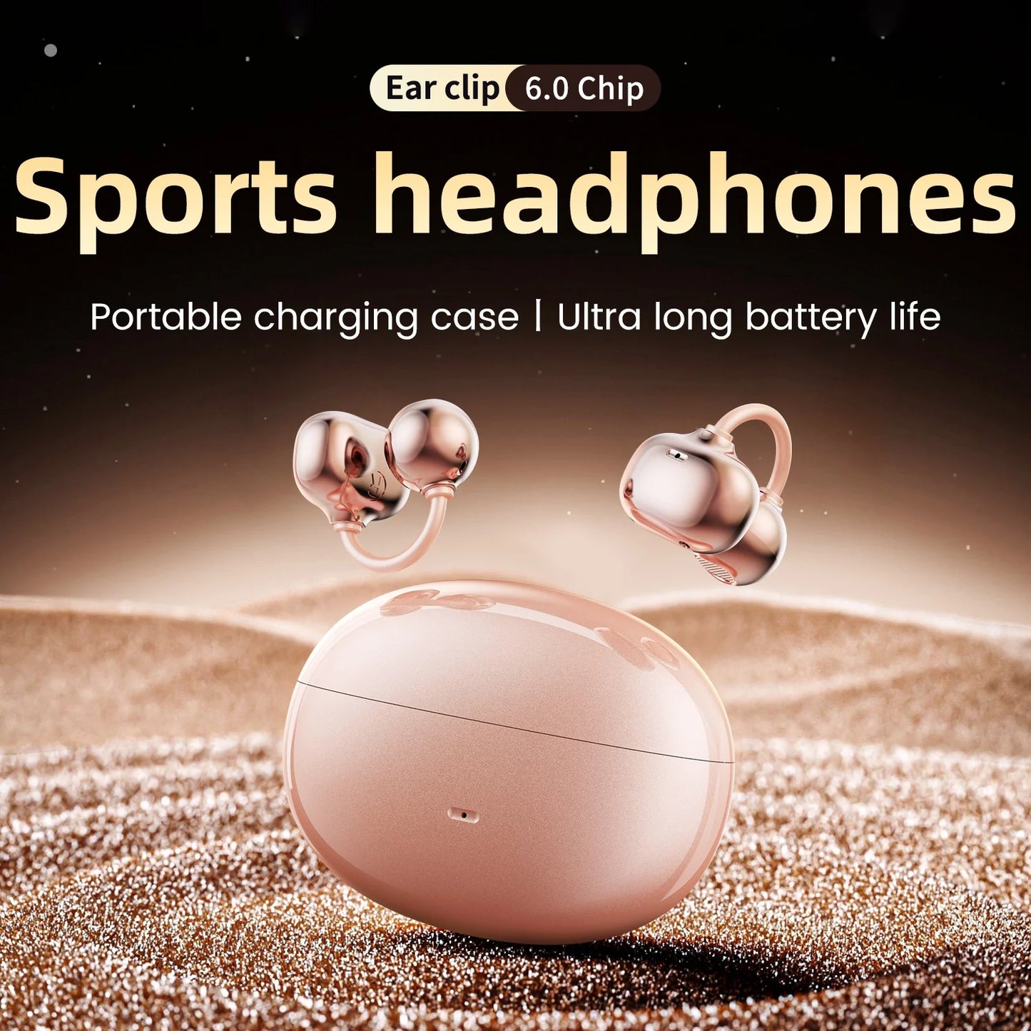 Open Ear Clip Headphones, Wireless Bluetooth 6.0 Headphones, Built-in Microphone and Ear Hook, Comfortable to Wear, High Fidelity Sound Quality, Playback Time of 36 Hours, Perfect for Women's Decoration Headphones SK 50 for S