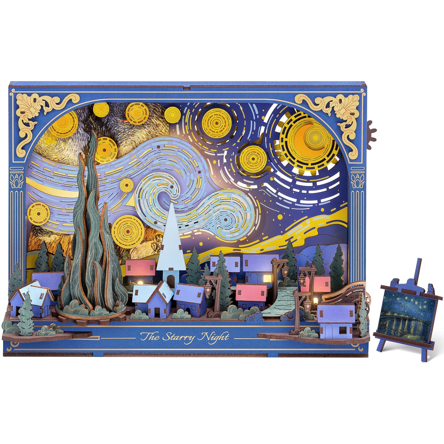 ROKR Starry Night 3D Puzzles ,Mother's Day DIY Wooden Vincent Van Gogh Painting Artwork Craft Kit Building Set ,Home Decor