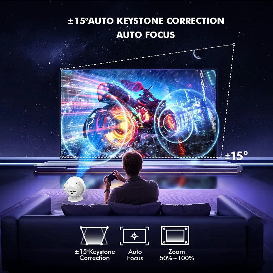 XBJ Smart Touch Screen Portable Projector Support 4K Wifi 6 Bluetooth Auto Focus Compatible with Phone/ TVStick/pc/IndoorOutdoor