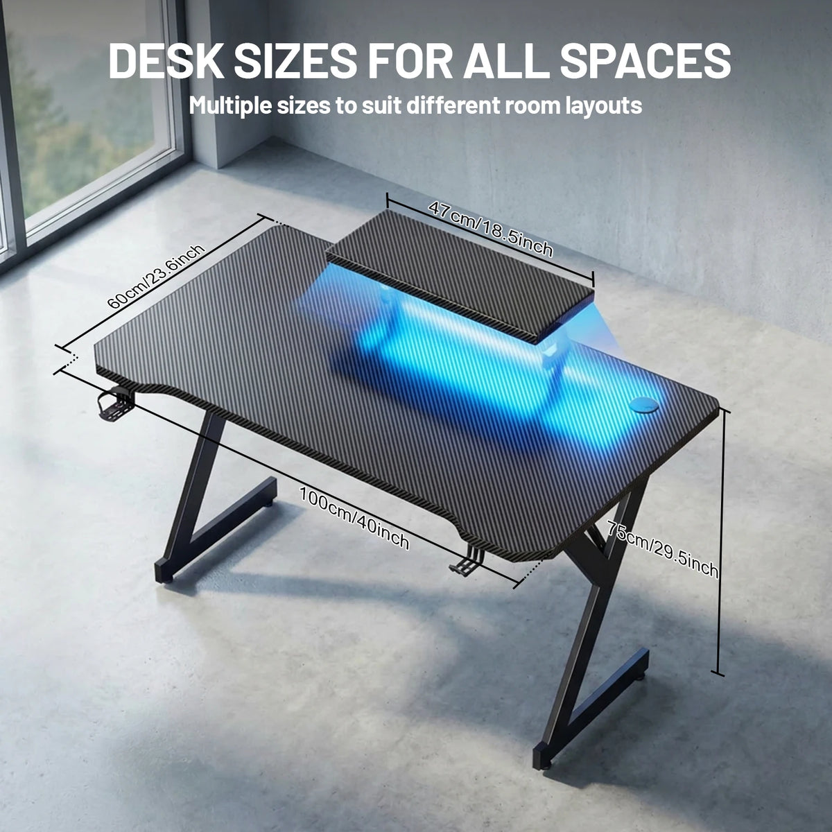 FRODROVIA Ergonomic Gaming Desk With Monitor Stand And Light Strip