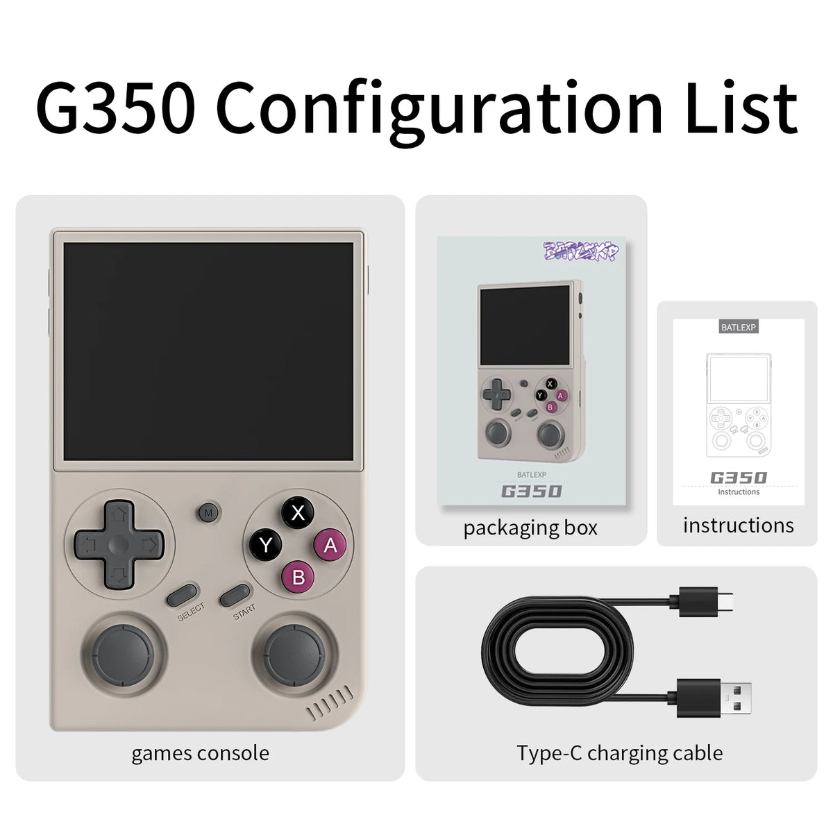 BATLEXP G350 Retro Handheld Game Console With Dual Joysticks