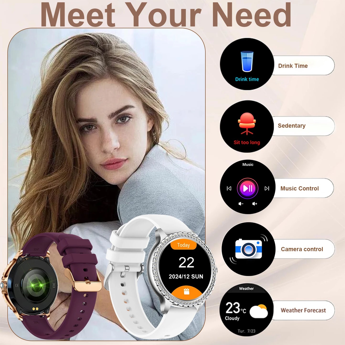 INNOFOVO Smart Watch For Women With Wireless Calls Fitness Tracker