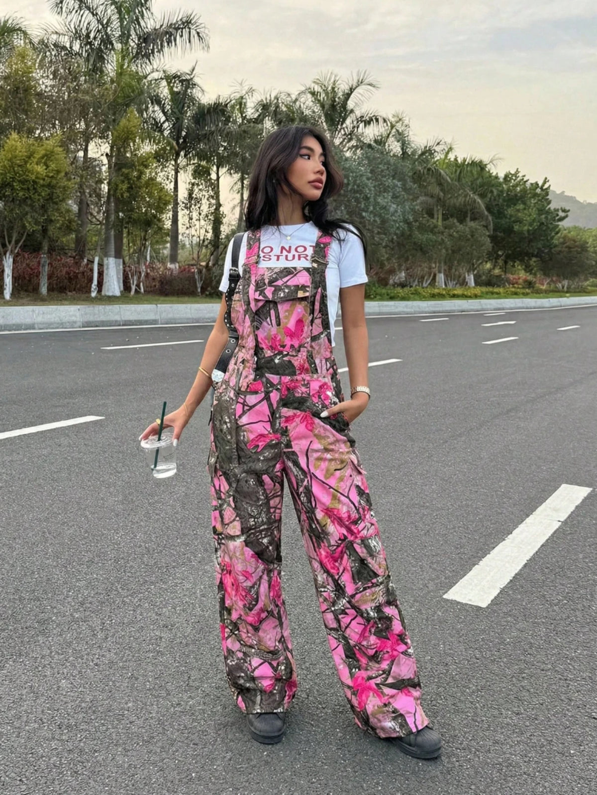 Women Floral Printed Wide Leg Adjustable Overalls For Casual Wear
