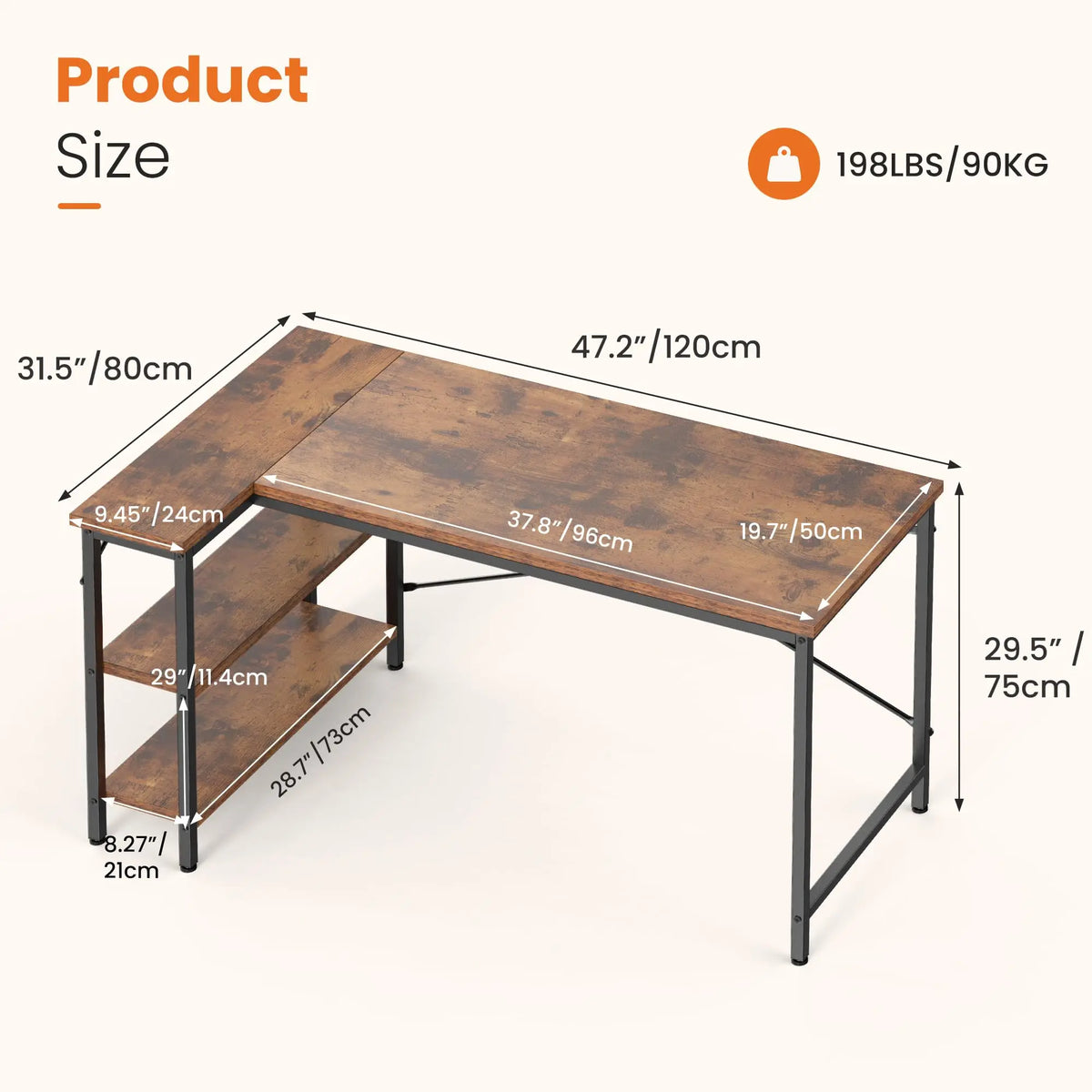 JHK L Shaped Gaming Office Computer Desk With Shelves