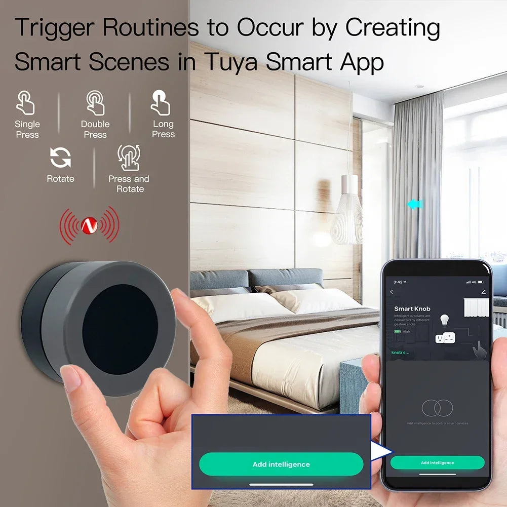MOES Tuya ZigBee Smart Knob Switch Wireless Rotary Dimmer Scene Button Controller Battery Powered Home Automation Smart Life