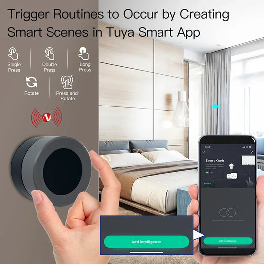 MOES Tuya ZigBee Smart Knob Switch Wireless Rotary Dimmer Scene Button Controller Battery Powered Home Automation Smart Life
