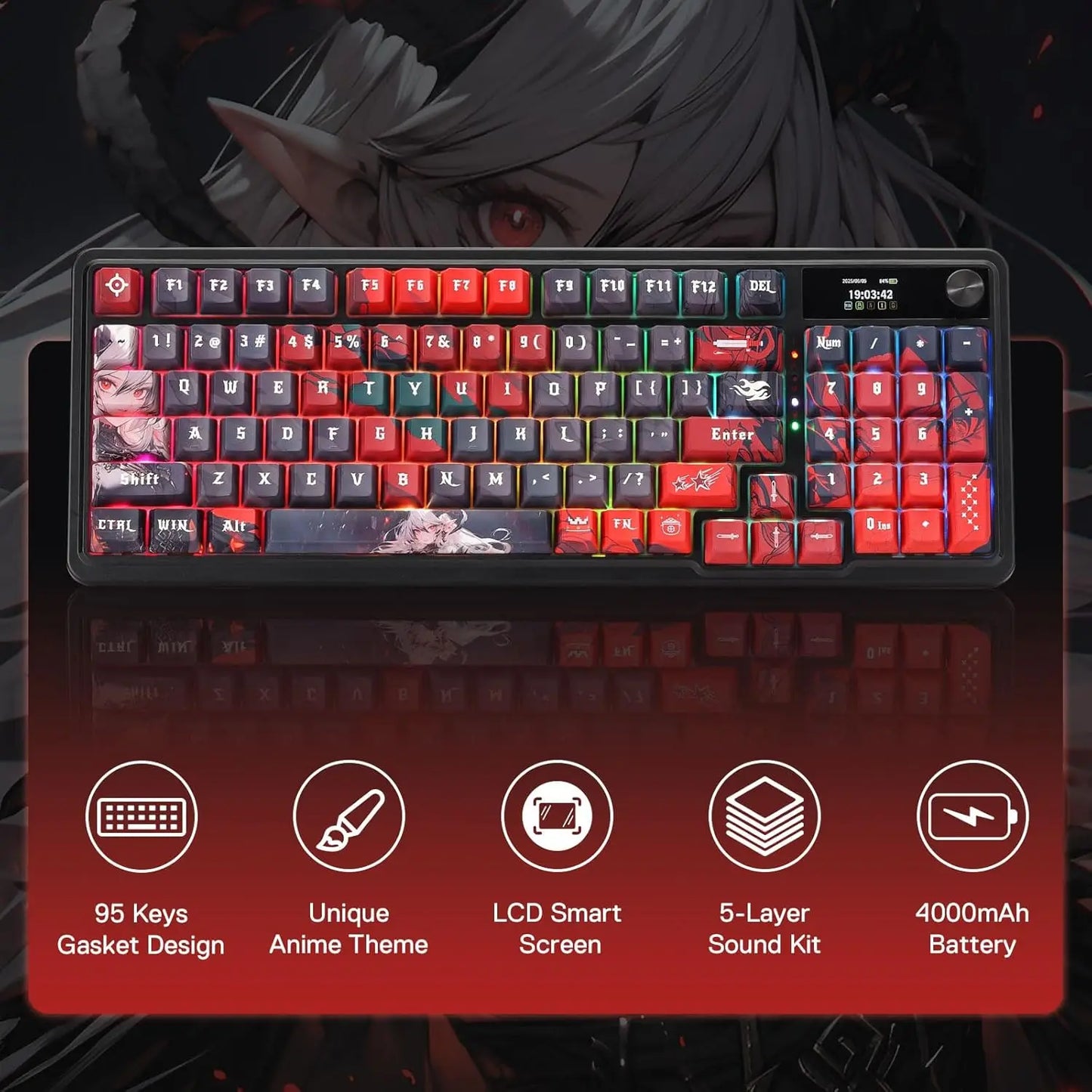 Redragon K719 Pro Wireless Mechanical Keyboard With TFT Display