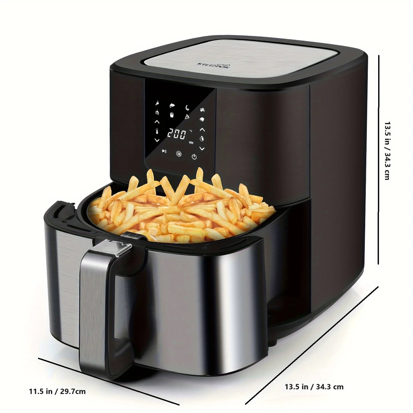 KitCook 1500W Air Fryer With 8 Presets Digital Touch Screen Temperature 100-400F
