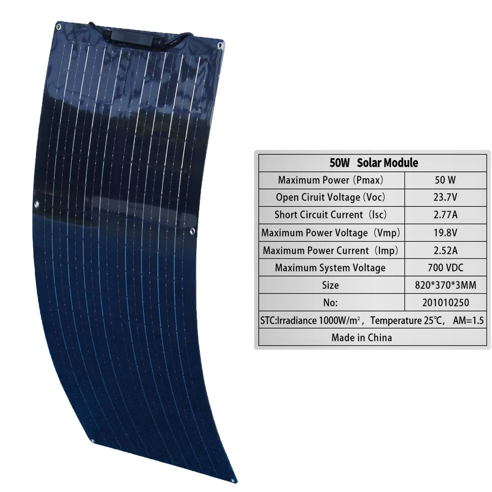 XINPUGUANG 12V 50W Flexible Solar Panel 19.8V 100W Photovoltaic solar panels battery charger for Car Boat home camper balcony