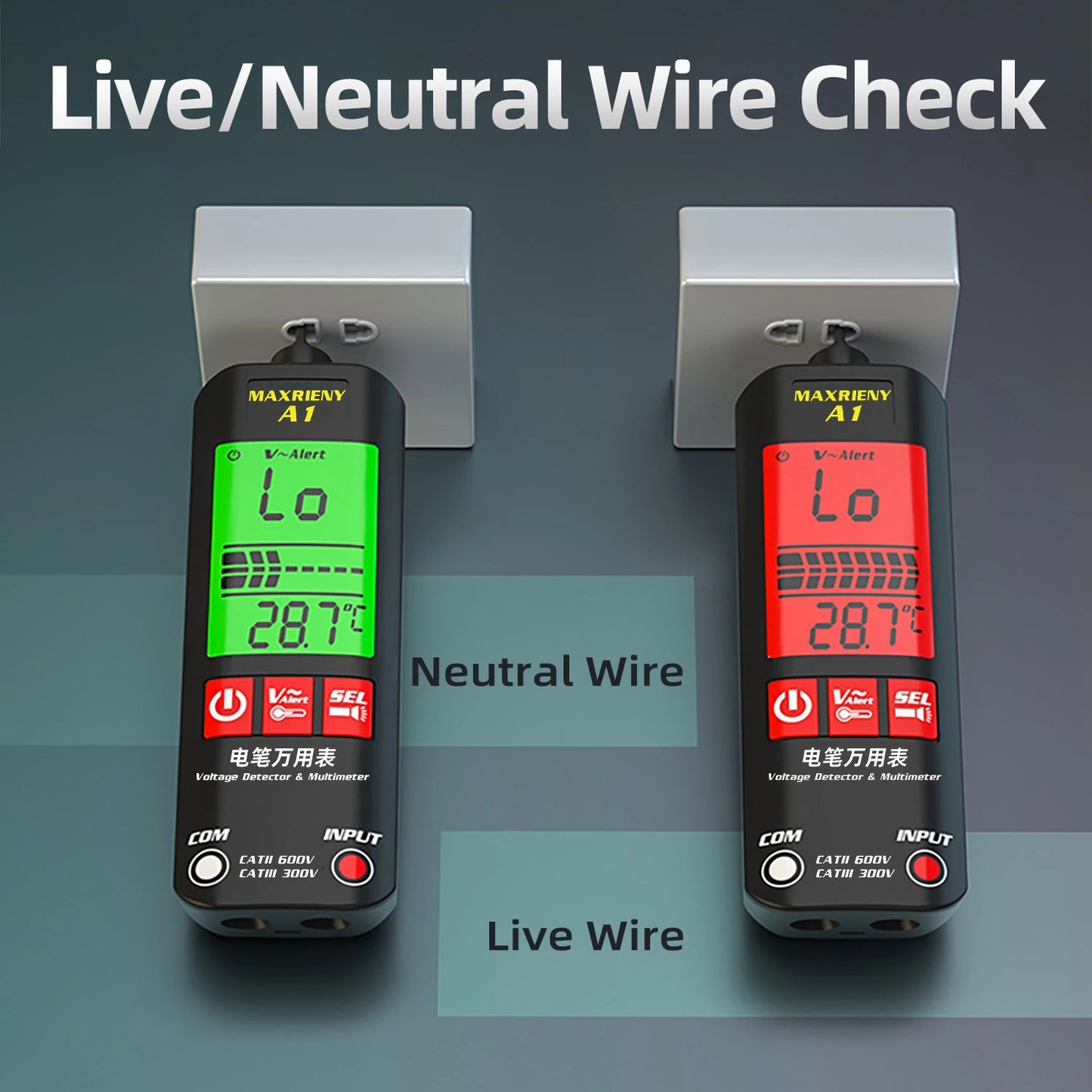 A1 Voltage Tester Smart Digital Multimeter Non-Contact Electrician Pen Detector Voltmeter Ac Live Wire Test Ohm Hz NCV Meter