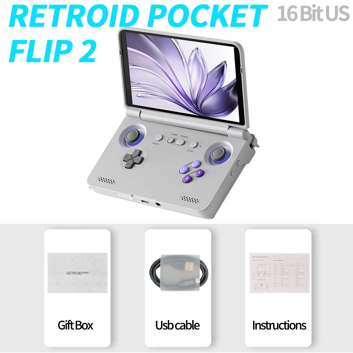 Retroid Pocket Flip2 Android Retro Handheld Gaming Console Touchscreen